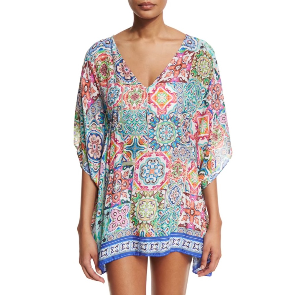 Nanette Lepore Swim Greek Tiles Goddess Caftan Coverup Small